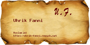 Uhrik Fanni névjegykártya